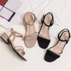 Dress Shoes Fashion Summer Woman 4cm Chunky High Heels Pumps Suede Round Toe Diamond Sparkly Sandals Wedding Valentine Party