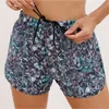 Lulumon Shorts女性のための新しいスポーツ、タイトフィッティング、速いアンチグレア、ヨガ、ルーズフィッティングトレーニング、ハイウエストプリントフィットネスショーツ