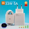 Ladegeräte für Xiaomi Turbo Ladung 33W EU Schnelles Schnellladegerät Original -Wandadapter 5A Kabel für POCO X3 M3 F3 MI CC9 9T Pro Redmi Note 11