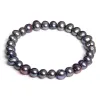 Brins 78 Bracelet de perle noir baroque d'eau douce authentique naufs naturages de perles de perles chaîne élastique pour femmes hommes fine bijoux cadeau