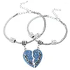 Charm Bracelets Trendy Sky Blue Crystal Heart Charms Mother Daughter Bracelet Family Jewelry Women Girls Chain Bangle Gifts Mom Mommy