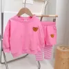 Zestawy wiosna i jesień Nowy garnitur dla dzieci Dziewczyny Baby Casual Cartoon Print Pullover Boys Longsleeved Bluza Spodni 2PCS