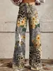 Jeans femminile pantaloni a gamba larga da donna alla moda con design dei fiori di girasole per lo shopping quotidiano e pantaloni a gamba ad larga maschile y240422