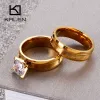 Groupes Kalen Italie Gold Color Couples Femmes en acier inoxydable Zircon Anneau de fiançailles de mariage pour la mode Lover Bijoux de mariée