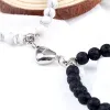 Strands New Black White Beads Bracelet Magnet Heart Couple Natural Stone Matching Bracelets for Men Women Gift Friendship Charms Jewelry