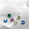 Boucles d'oreilles minimalistes peinture multicolore clip métal sur les boucles d'oreilles coréen mignon petit pas de pouce d'oreille cartouche d'oreille pour femmes filles