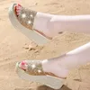 LUCYEVER GOLD SILL Silver Cardes Slippers For Women Summer Sange Sandals Woman High Slides Slides Ladies 40 240419