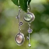 Charm Bohemian Style Asymmetrical Moonstone Drop Earrings For Women Personality Retro Carved Flower Plants Mönster örhängen 2023 Gåvor Y240423