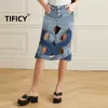 Женские джинсы Tificy Design Denim Half Jean Юбка Осень Персонализированные Повседневные Комфортные юбки