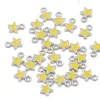 Ciondoli 50pcs 6 8mm 9 colorazione goccia in metallo olio piccole stelle Rhodium Cioncant per preparazione di gioielli da collana fai -da -te.