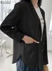 ザンゼアの女性ソリッドシンカーディガンカジュアルホリデーサマースーツコート韓国のハラジュクメスジャケットヴィンテージラペルポケットアウター240417