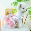 Vestido de estimação de roupas de cachorro com strass encantador decoração de arco chique para a primavera na moda