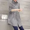 Blouses pour femmes Vintage Plaid Longues chemises Femmes Femme Soupche d'automne Bouton surdimension