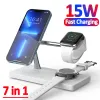 Chargers 30W snelle magnetische draadloze laderstandaard MacSafe USB LED voor iPhone 14 13 12Pro Max Apple Samsung Watch AirPods Charging Station