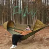 Muebles de campamento Aperación automática y rápida de Mosquito Hammock Hammock Outdoor Camping Hammock Swing Anti roll Nylon Rocking 280x140cm Y240423