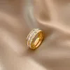 Bande 18 kgp Rose Gold Color Luxury AAA CZ Zirconia Anelli per donna Wedding Man Wedding 316L Gioielli in acciaio inossidabile Prevenire Allergia