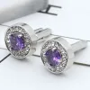 Links Delicate Tiny Round Cufflink For Men Boys Purple Crystal Luxury High Quality French Shirts Cuff Links Button Male Jewelry Gifts