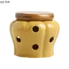Jars Ceramic Garlic Ginger Jars Wooden Lid Refined Storage Tank Candles Jars Home Kitchen Solid Color Organizer Box Storage Container