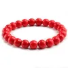 Brins Nouveau charme de pierre naturelle rouge 8 mm hommes bracelet bracelet féminin de perles rondes bracelets de bouddha pour femmes bijoux pulseira