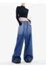 Женские джинсы градиент синий винтажный широкий нога модные мешковатые высокие талию прямые брюки улицы для мытья джинсовая брюка Осенние дамы Y2K
