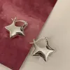 Klipp Huanzhi Silver Color Five Pointed Star Ear Buckle Earrings For Women Girls 2023 New Fashion Creative Korean Style Jewelry Gifts