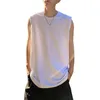 Men's Tank Tops Sports Vest Casual O-neck Sleeveless Top For Fitness Streetwear Quick-drying Solid Color Loose Fit Men Polyester