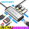 Hubs Vention USB C Hub Typecから4K HDMI RJ45 VGA USB 3.0 Hub Dock for Book Pro Huawei Mate 30 USBC 3.1スプリッターポートUSBCハブ