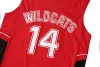 Version du film de basket-ball de Wildcats Bolton Bolton No. 14 Red Jersey Mesh Quickdrying Breathable Sportswear