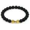 Strands Natural Volcanic Stone Bracelet Men Matte Black Lave White Beads Charm Dumbbell Strand Bracelets Women Barbell Fitness Jewelry