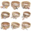 3colorslot life of Life Elastic Bracelet for women crystal owl owl key lock lock noteバタフライハートチャームバングルジュエリー240418