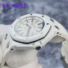 Regarder AP moderne Royal Oak Série offshore 15707CB White Ceramic Mens Watch avec couleur bleue et blanc correspondant à la montre mécanique automatique 42 mm