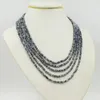 Choker 5 Rows. 2X4MM Natural Black/white. Semi Precious Stones. Necklace 18-23"