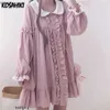 Robes sexy urbaines kosahiki 2024 Été robe mignonne femme harajuku rose dames à volants patch kawaii robes lolita cosplay sweet vestidosl2404