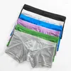 Underpants 6PCS/Lot Men's Sexy Transparent Underwear Lingerie Ultra Thin Sheer Mesh Boxer Shorts Trunks Penis Pouch Boxers Low-rise Bottoms