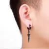Earrings 1pcs Unisex Stainless Steel Punk Man Black Drop Earrings Geometry Triangle Star Cross Fish Love Feather Party Multiple Gothic