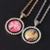 INS Memory Photo Rotatable Double-sided with Micro Inlaid Zircon Trendsetter Circular Pendant