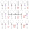 Keychains Lanyards Letter Charms för kopp med presentpaket 2PC Inledande vattenflaska Handgjorda Sier Accessories Tumbler Simple Modern Pu Otzhr