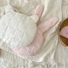 Cuscino per bambino a forma di coniglietto protezione dalla testa di cuscino in cotone ripieno cuscini a colore solido cuscini piatti per bambino