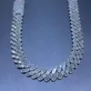 Hoogwaardige aangepaste 18 mm Cubaanse link Moissanite Diamond Chain 925 Sterling Silver White Gold Diamond Chain