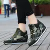 Sapatos casuais exército tênis mulheres moda mulher camuflagem salto alto altura de cunha crescente queda