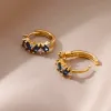 Orecchini Orecchini zirconi blu per donne ragazze nuove in orecchini a cerchio in acciaio inossidabile 2023 Trend Gioielli da sposa di lusso arete di spedizione gratuite