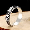 Cluster Rings Vintage Charms Thai Silver 925 Mens Irregular Auspicious Clouds Embossed Design Open Ring Banquet Jewelry