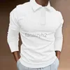 T-shirts masculins 2023 Automne Polo Men's Polo Zipper Solid Base Shirt Cold Collier Long Stripe Stripe Long Sleeve T-shirt Man T-TEES POLOS TOPS