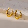 Pendientes de aro Acero inoxidable para mujeres Color de oro grueso Round Vintage Elegant Party Pareja Oída Joyería Aretes Mujer