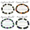 Bangle Zodiac Crystal Armband Natural Zodiac Sign 8mm Gemstone Bead Armband Välj ditt skylt (Zodiac Healing Armband, Birthsto