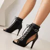 Dansschoenen hoogwaardige vrouwen zwarte hakken feest dames slofery sole aanpasbare Latin Dancing Street booties plus maat