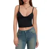 Women's Tanks Women Sexy Going Out Tops Plunge V Neck Spaghetti Strap Cami Shirt Y2k Sleeveless Ruched Basic Crop Tank Top