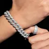 Urok Bracelets Najwyższa jakość 15 mm szerokość Mikro Pave CZ lodowa Bling Cuban Link Bransoletka dla mężczyzn Hip Hop Jewelcharm268m