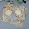 Table Cloth Gold Flower Bead Embroidery Cover Wedding Party Supplies Christmas Tablecloth Decoration And Accessories