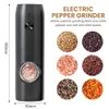 Automatic Pepper Grinder Salt And Pepper Grinder USB Rechargeable Adjustable Coarseness Spice Mill With LED Light Kitchen Tool 240420